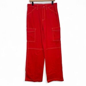 H&M’s Divided Y2K Cherry Red Twill Cargo Trousers